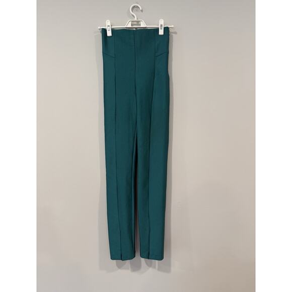 Zara Womens Studio Split Leg Cigarette Pants Metallic Green Size S 2328 - Picture 3 of 8